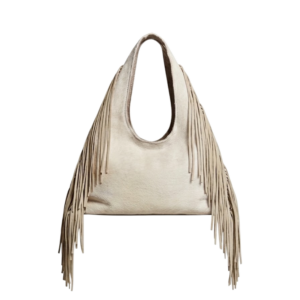 Miss Julie Leather Purse in White – Fringe Shoulder Bag⁠
